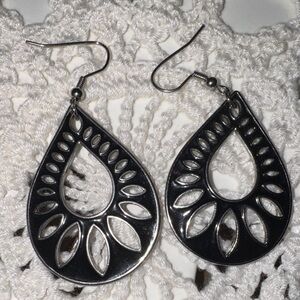 Lia Sophia Elegant Silver and Black Teardrop Earrings